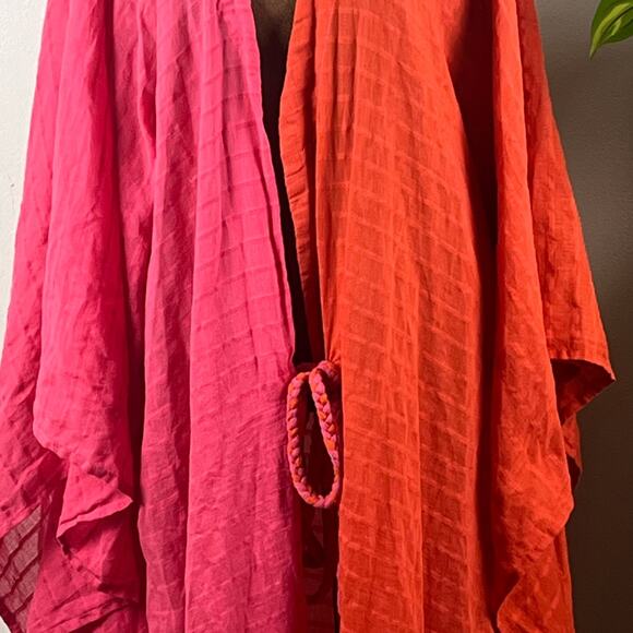 ZARA Orange and Pink Oversized Medium Kaftan with Rope Tie - Picture 2 of 6